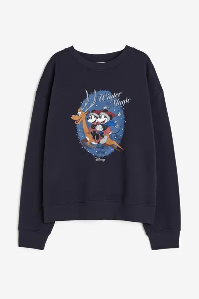 Свитшот H&M Mickey Mouse With Motif, темно-синий