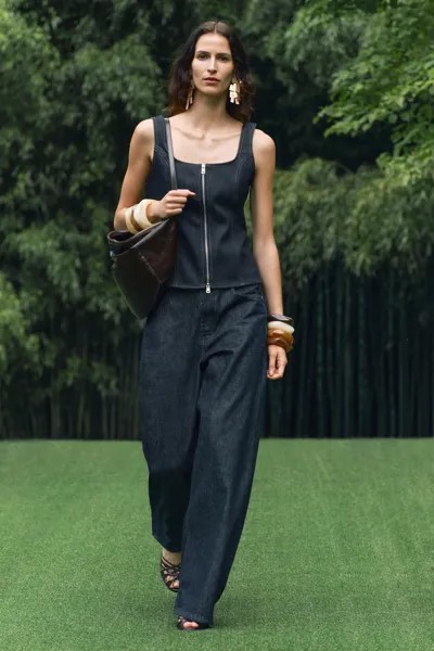 Джинсы свободного кроя средней посадки ZARA, синий