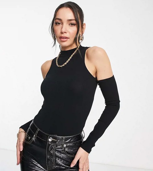 Черное боди с открытыми плечами ASOS DESIGN Tall-Черный