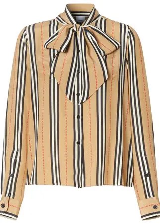 Burberry блузка в полоску Icon Stripe с бантом