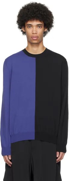 Черно-темно-синий двухцветный свитер Mm6 Maison Margiela