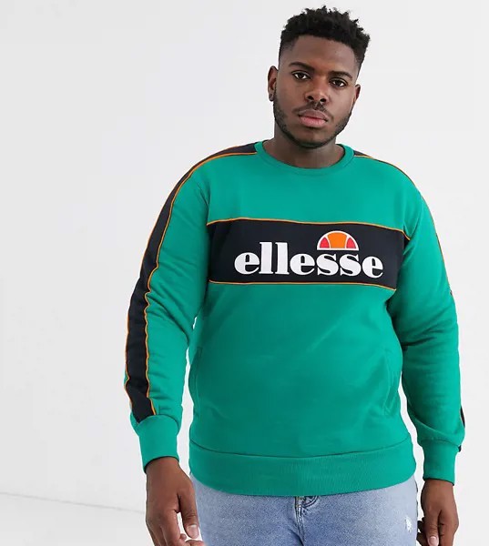 Зеленый свитшот колор блок ellesse Plus Mirtilli эксклюзивно на ASOS