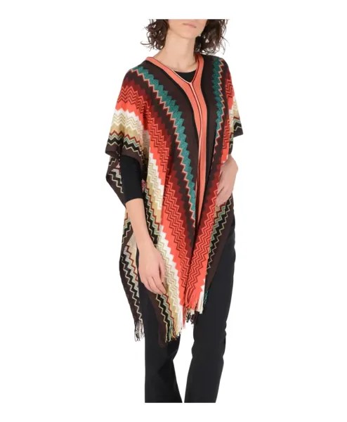 Пончо из смесовой шерсти Missoni, мультиколор