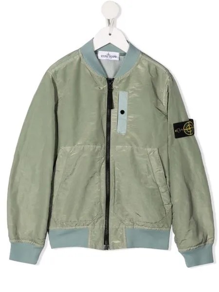 Stone Island Junior бомбер на молнии с логотипом