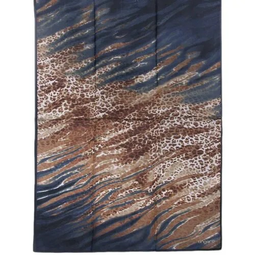 Палантин Ungaro, натуральный шелк, 180х70 см, коричневый, синий