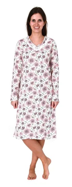 Ночная рубашка NORMANN Verspielt Spitze floralem Design, белый