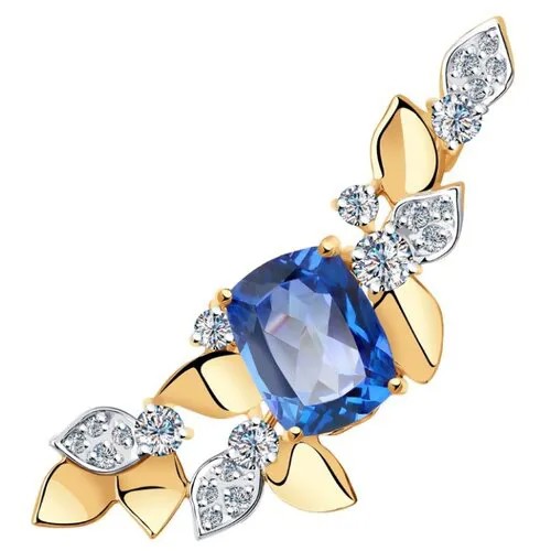 Золотая брошь Sokolov 740328 с топазом Swarovski и Swarovski