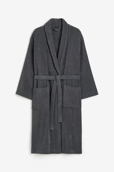 Халат H&M Home Cotton Terry, темно-серый