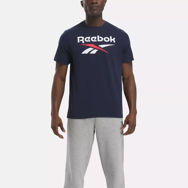 Футболка с большим сложенным логотипом Identity Reebok, военно-морской