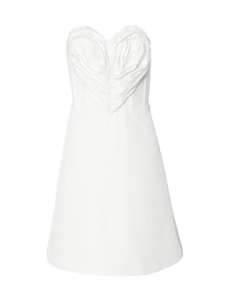 Шелковое мини-платье без бретелек с сердечками Carolina Herrera, белый