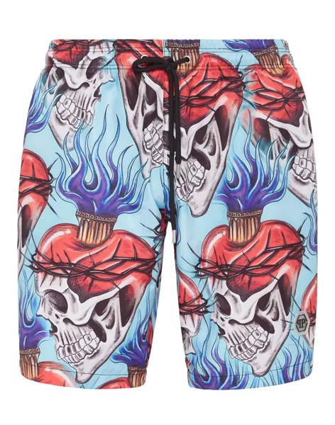 Шорты для плавания Love Tattoo Philipp Plein, цвет Turquoise/Red
