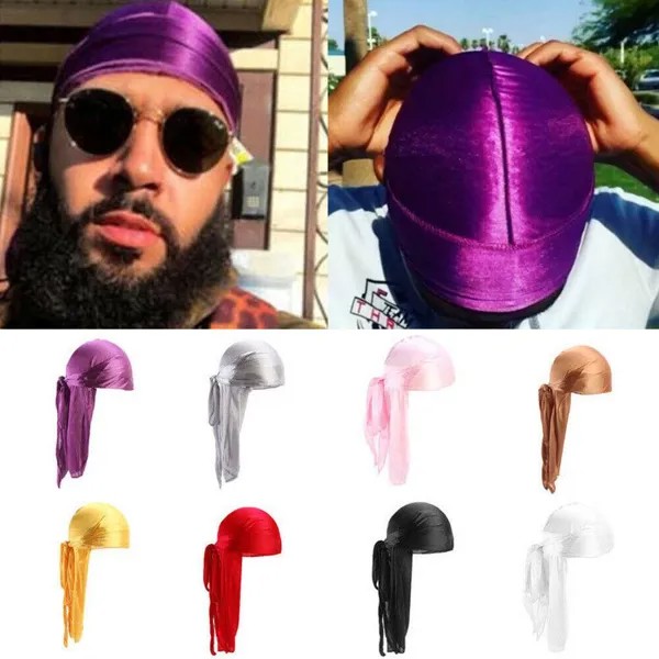 Unisex Мужчины Женщины Бандана Дураг головные уборы Головные уборы Мягкий Шелковый Пират Cap Wrap шляпы