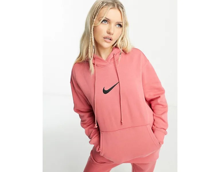 Худи Nike Midi Swoosh темно-розового цвета