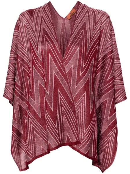 Missoni кардиган с узором зигзаг и бахромой, красный