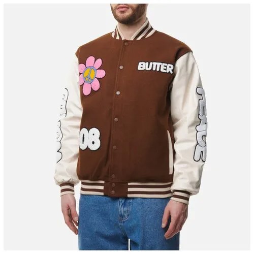 Мужская куртка бомбер Butter Goods World Peace Varsity коричневый, Размер XL