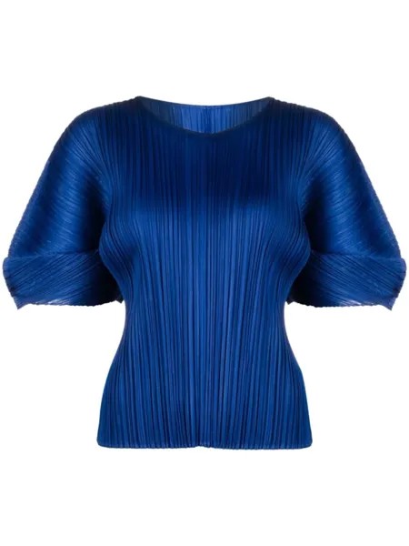Pleats Please Issey Miyake Monthly Colors August plissé blouse, синий