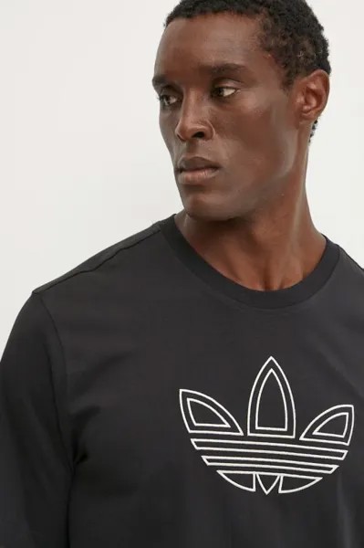 Футболка Outline Tee из хлопка adidas Originals, черный