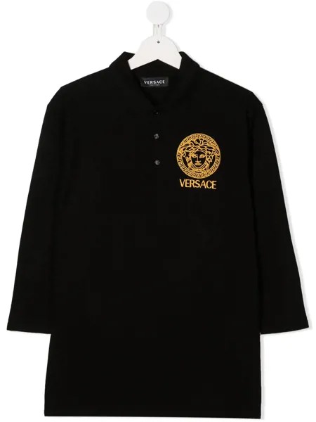 Versace Kids рубашка поло с вышитым логотипом Medusa