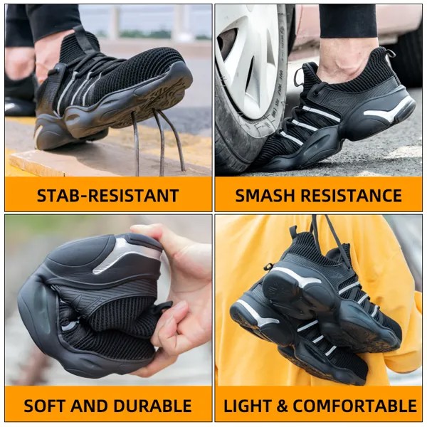 Мужская защитная обувь HMT мужские кроссовки рабочие ботинки защитная обувь для женщин мужчин Женская Мужская Спортивная обувь рабочие мужс...