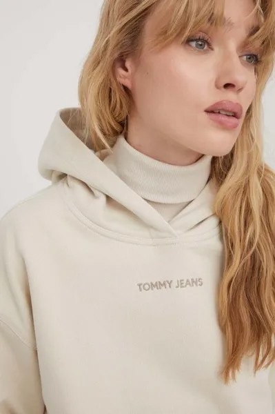 Хлопковая толстовка Tommy Jeans, бежевый