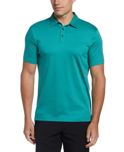 Мужская однотонная рубашка-поло интерлок стрейч Perry Ellis, цвет Green-blue