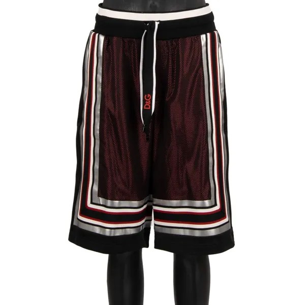 DOLCE - GABBANA Спортивные шорты-бермуды с металлизированными полосками Черный Красный 11390