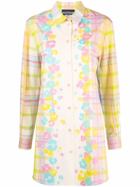 Boutique Moschino клетчатая рубашка с цветочным принтом