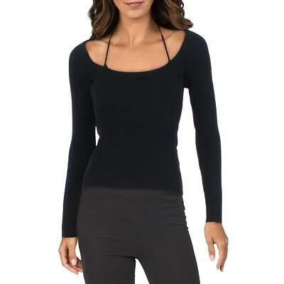 Женский черный эластичный пуловер в рубчик Jonathan Simkhai M BHFO 6759