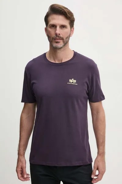 Хлопковая футболка Alpha Industries, фиолетовый