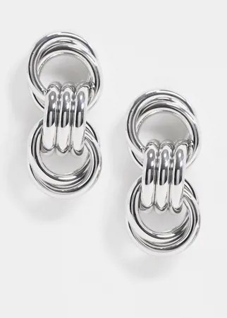 Серебристые серьги с подвесками-кольцами ASOS DESIGN-Серебряный