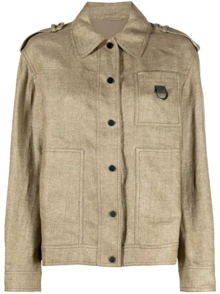 Brunello Cucinelli куртка-рубашка из смесового льна, нейтральный цвет