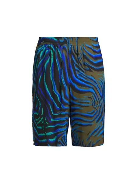 Шорты для плавания с принтом «Тигр и полевые цветы» Versace, цвет khaki multicolor