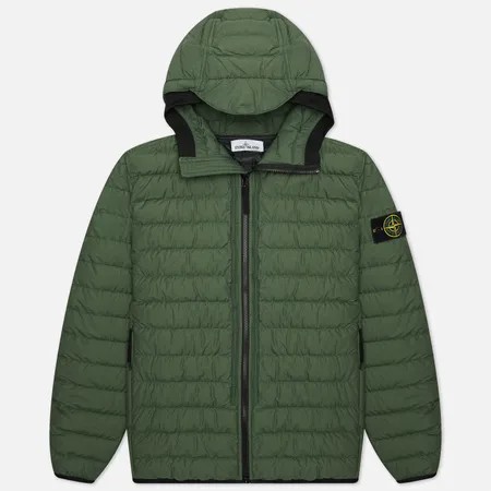 Мужской пуховик Stone Island O-Cotton/R-Nylon Tela, цвет оливковый, размер S