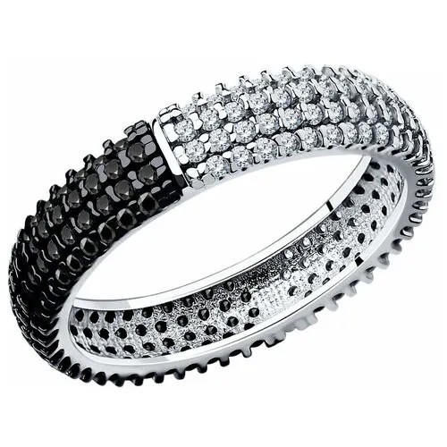 Кольцо Diamant, серебро, 925 проба, родирование, фианит, размер 19.5