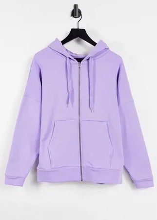 Сиреневый худи в стиле super oversized на молнии ASOS DESIGN-Фиолетовый цвет