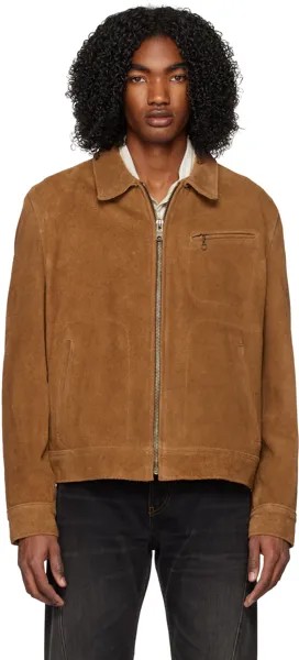 Светло-коричневая кожаная куртка Rough Out 375 Schott