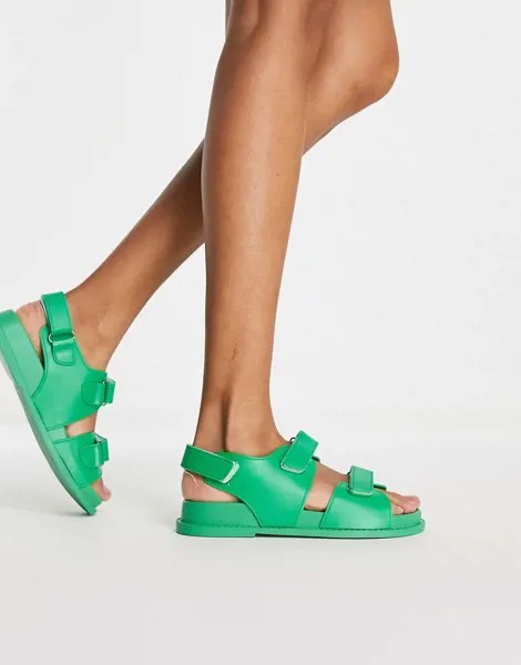 Зеленые резиновые сандалии на плоской подошве ASOS DESIGN France-Зеленый цвет