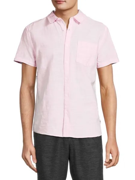 Однотонная рубашка с раздвинутым воротником Vintage Summer, розовый