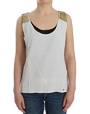 CNC COSTUME NATIONAL Бело-черная футболка без рукавов, верхняя блузка s. Рекомендуемая розничная цена XS: 220 долларов США.