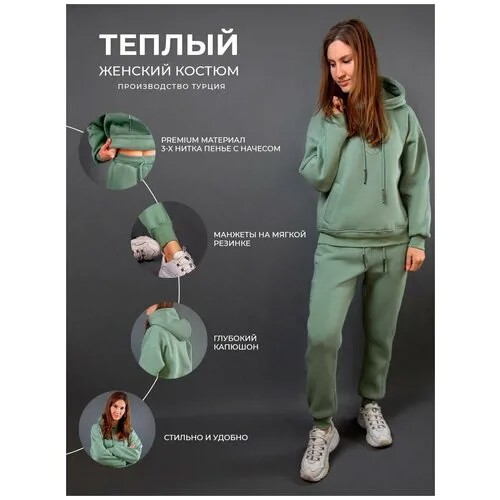 Теплый спортивный костюм женский / комплект одежды женский с брюками / джоггеры женские / худи