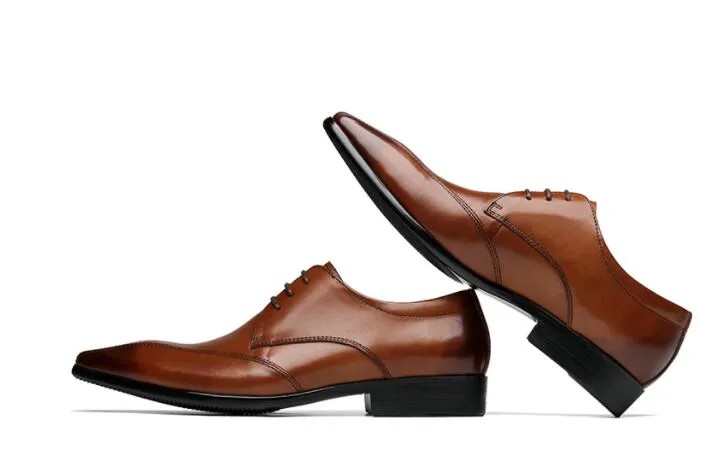 Мужские туфли-оксфорды ручной работы, заостренный носок, на шнуровке, натуральная кожа, для вечеринки, свадебные туфли, Европейская и америк...