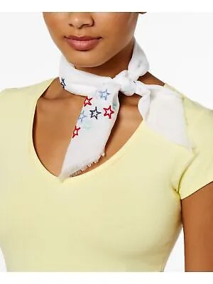 INC Женский белый хлопковый шарф с бахромой и вышивкой в виде звезд, бандана, легкий шарф
