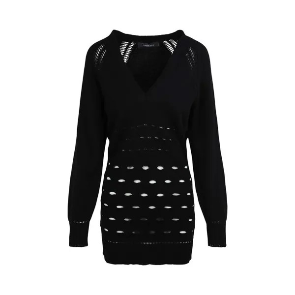Платье Versace V Neck Knitted Dress, черный