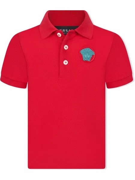 Versace Kids рубашка поло с вышивкой Medusa