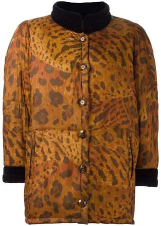 Yves Saint Laurent Pre-Owned пальто-пуховик с анималистическим узором