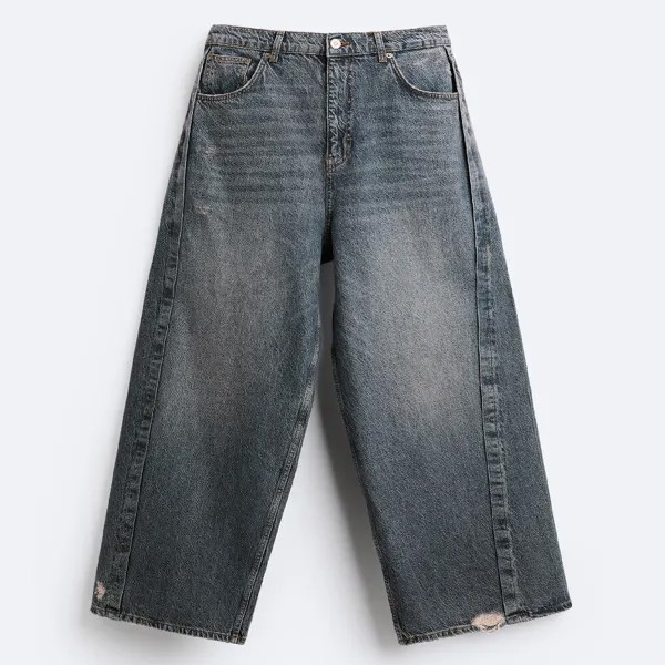 Джинсы Zara Baggy Fit, темно-серый/темно-синий