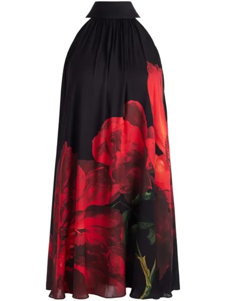 Alice + olivia корин мини-платье с халтер-воротником, черный