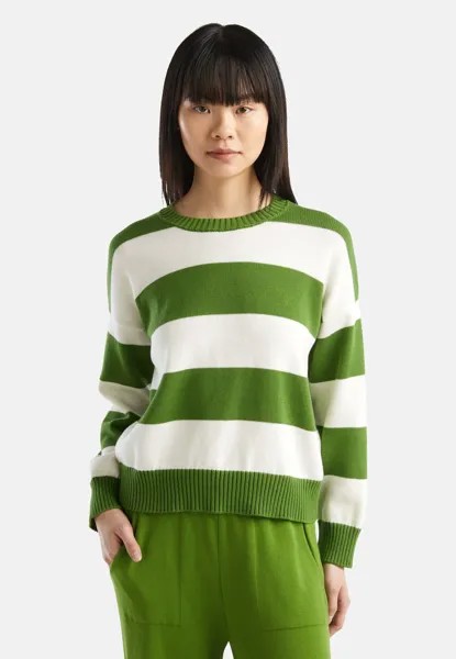 Вязаный свитер STRIPED United Colors of Benetton, цвет olive green