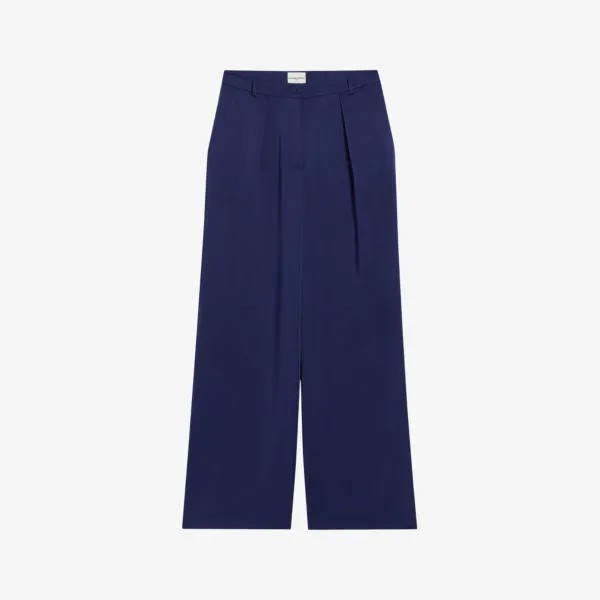 Широкие брюки со средней посадкой и плиссировкой из тканого материала Claudie Pierlot, цвет bleus
