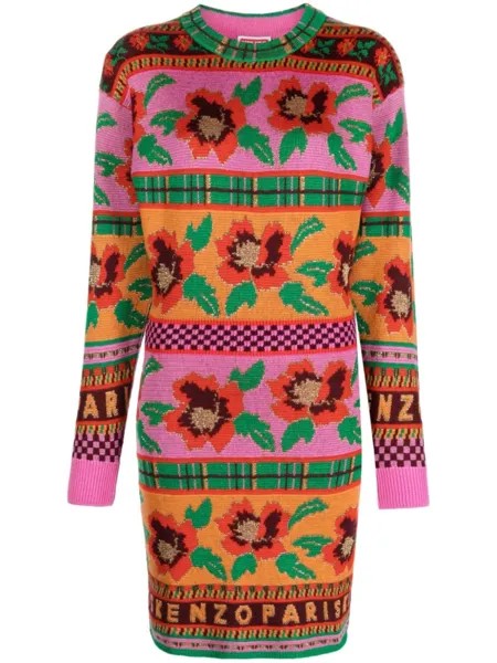 Kenzo Fair Isle-intarsia knitted dress, розовый